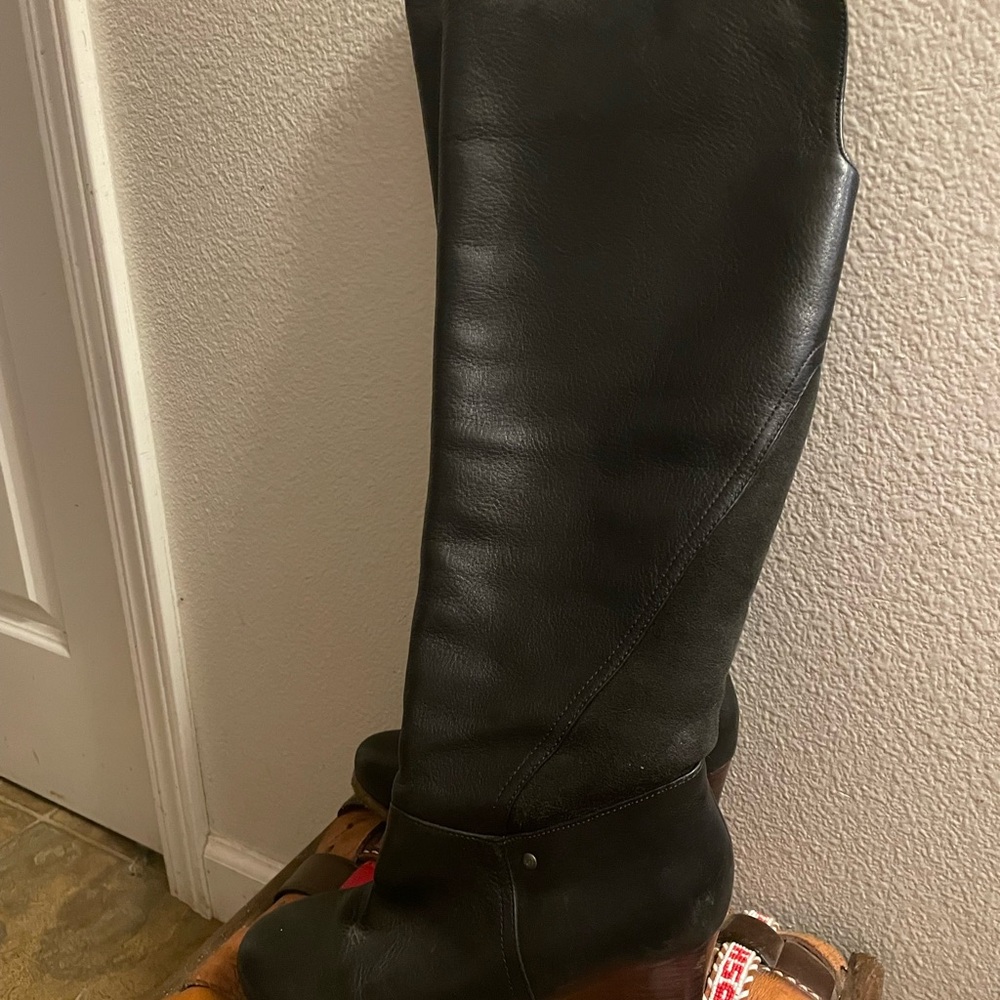 UGG Reveena Over The Knee Black Leather Boots - Picture 3 of 11